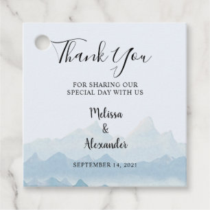 Rustic Watercolor mountain range Wedding Thank You Favour Tags