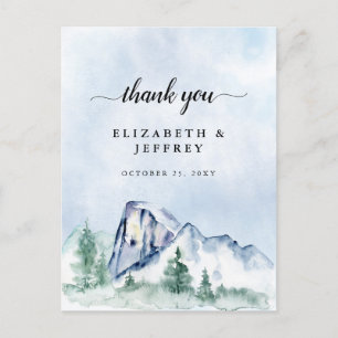 Rustic Watercolor Mountains Pine Carte de remercie