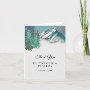Rustic Watercolor Mountains Pine Carte de remercie
