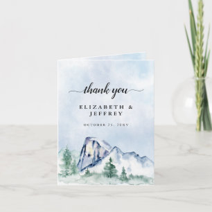 Rustic Watercolor Mountains Pine Carte de remercie