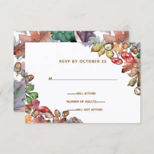 Rustic Watercolor Mushrooms Fall Wedding Invitation