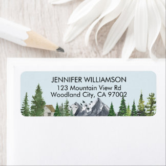 Rustic Watercolor Nature Fir Forest Mountains
