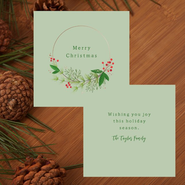 Rustic Watercolor Nordic Christmas Greenery Wreath Card (Creator Uploaded)