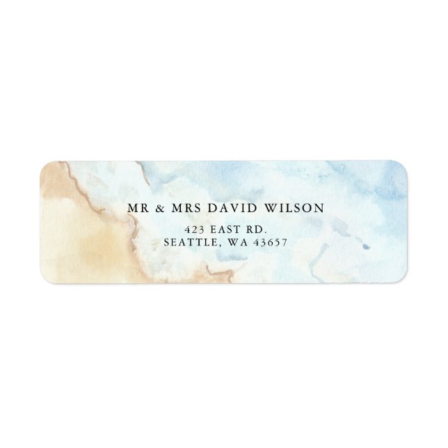 Rustic Watercolor Ocean Sea Summer Beach Wedding (Front)