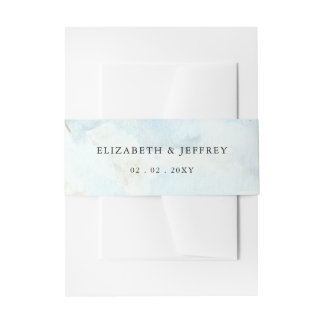 Rustic Watercolor Ocean Sea Summer Beach Wedding Invitation Belly Band