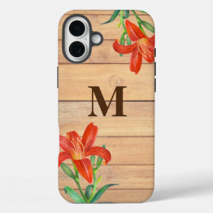 Rustic Watercolor Orange Lily Botanical Art iPhone 16 Plus Case