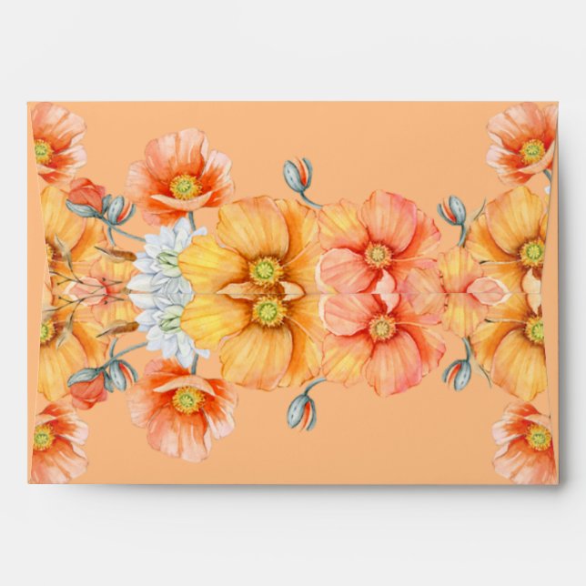 Rustic Watercolor Orange Pumpkins Fall Wedding Env Envelope (Back (Top Flap))