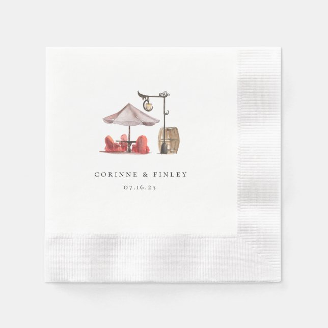 Rustic Watercolor Outdoor Venue Napkin (Front)
