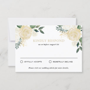 Rustic Watercolor Pale Peonies Wedding RSVP Card