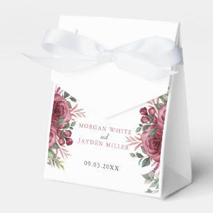 Rustic Watercolor Pastel Maroon Bloom Wedding  Fav Favor Box