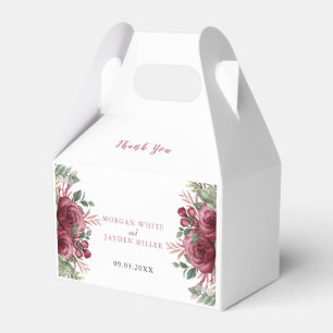 Rustic Watercolor Pastel Maroon Bloom Wedding  Favor Box