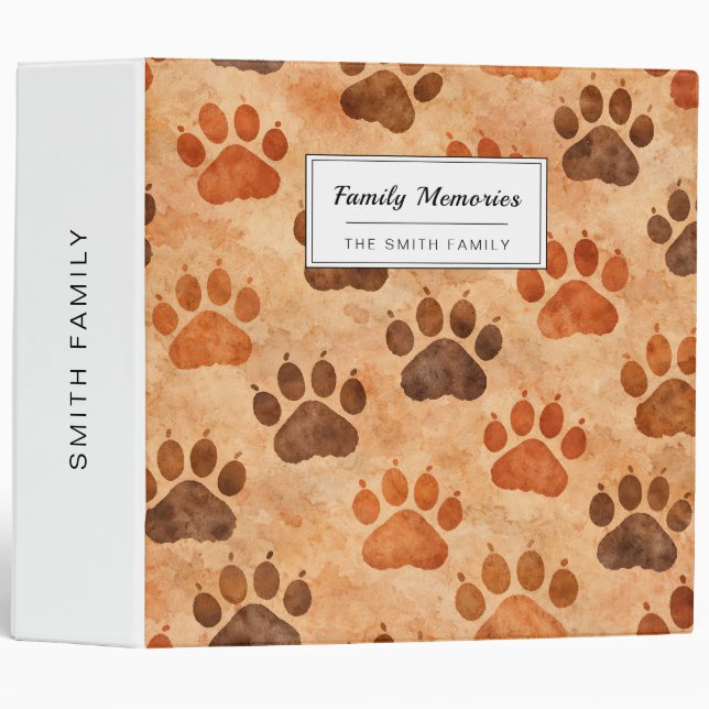 Rustic Watercolor Paw Print Pattern (1) Binder (Front/Spine)
