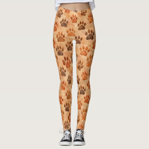 Rustic Watercolor Paw Print Pattern (1) Leggings