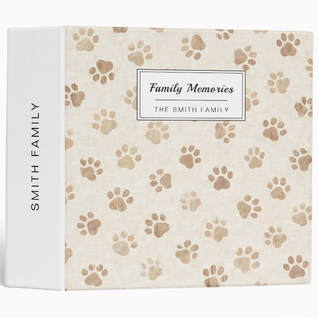 Rustic Watercolor Paw Print Pattern (2) Binder (Front/Spine)