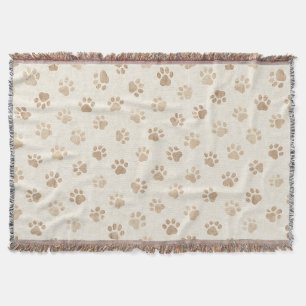 Rustic Watercolor Paw Print Pattern (2) Throw Blanket