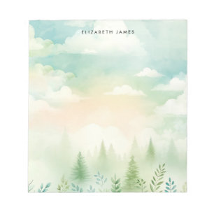 Rustic Watercolor Pie Forest Personalized Notepad