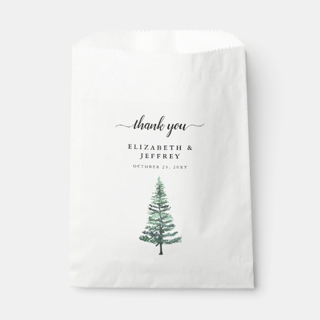 Rustic Watercolor Pine Forest Favour Bag (Front)