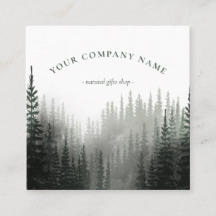 Rustic Watercolor Pine Forest Logo Square Business Card