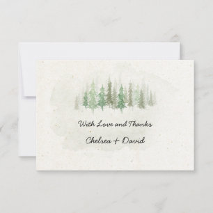 Rustic Watercolor Pine Forest Wedding Thank You Card