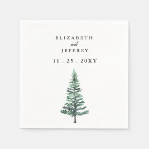 Rustic Watercolor Pine Forest Winter Wedding  Napk Napkin