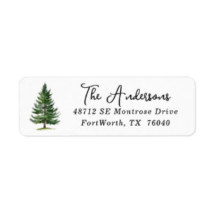 Rustic Watercolor Pine Tree Return Address