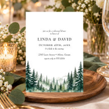 Rustic Watercolor Pine Trees Rehearsal DInner