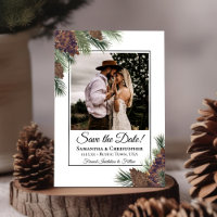Rustic Watercolor Pinecones Square Photo Wedding