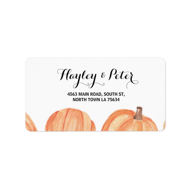 Rustic Watercolor Pumpkin Address Labels Stickers (Front)