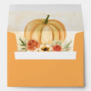 Rustic Watercolor Pumpkin Return Address Wedding E Envelope