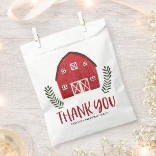 Rustic Watercolor Red Barn Farmhouse Birthday Favour Bag