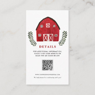 Rustic Watercolor Red Barn QR Code Event Detail Enclosure Card
