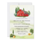 Rustic Watercolor Red Barn Rural Farm Wedding