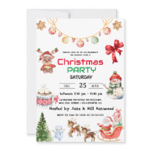 Rustic Watercolor Red Truck Christmas Party