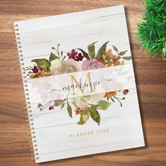 Rustic Watercolor Rose Bouquet Monogram (Créateur téléchargé)