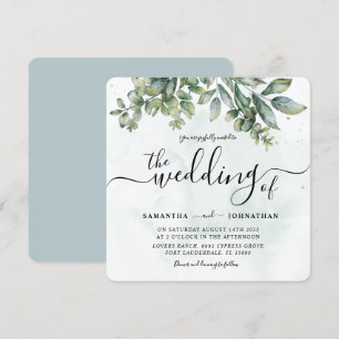 Rustic Watercolor Sage Green Eucalyptus Wedding In Invitation