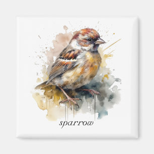 Rustic Watercolor Sparrow, custom Magnet