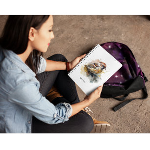 Rustic Watercolor Sparrow, custom Notebook