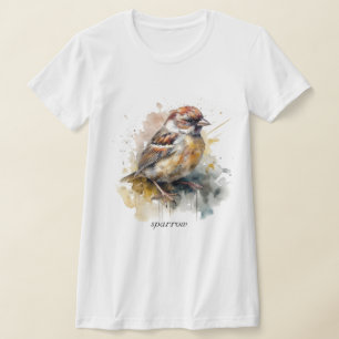 Rustic Watercolor Sparrow, custom T-Shirt