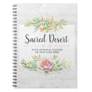 Rustic Watercolor Succulent Desert Cactus Boho Notebook