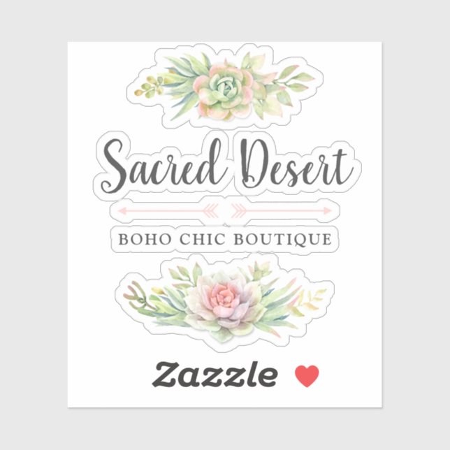 Rustic Watercolor Succulent Desert Cactus Logo (Sheet)
