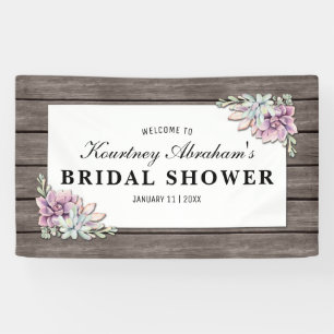 Rustic Watercolor Succulent Floral Bridal Shower Banner