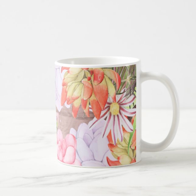 Rustic Watercolor Succulents Coffee Mug (Right)