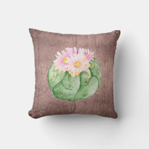 Rustic Watercolor Succulents, two-sided Throw Pillow