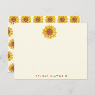 Rustic Watercolor Sunflower Pattern Personalized Card