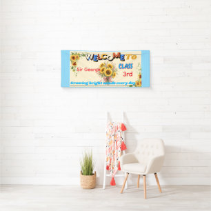 Rustic Watercolor Sunflower Teacher Classroom Welc Banner