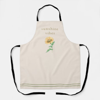 Rustic Watercolor Sunflower Typography Apron
