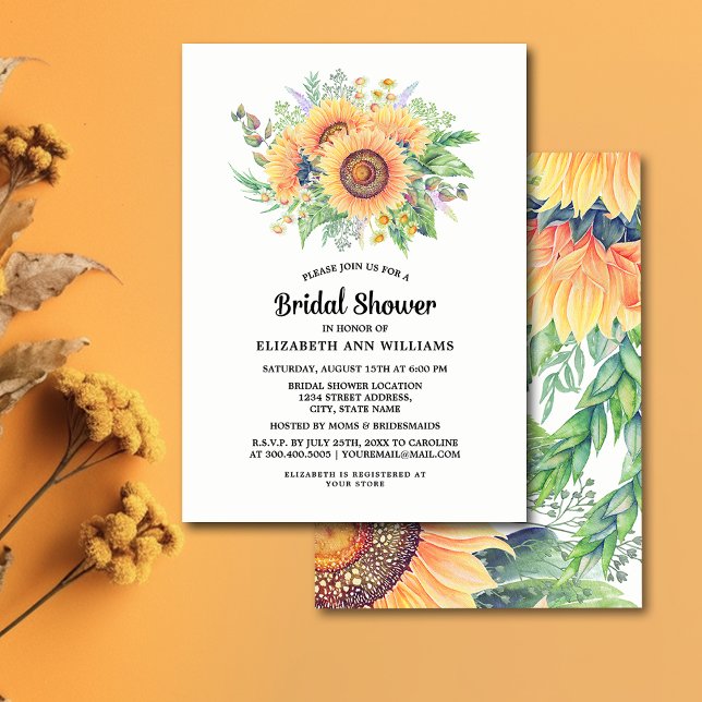Rustic Watercolor Sunflowers Bridal Shower  Invitation (Creator Uploaded)