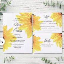 Rustic Watercolor Sunflowers Minimalist Wedding In