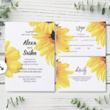 Rustic Watercolor Sunflowers Minimalist Wedding In