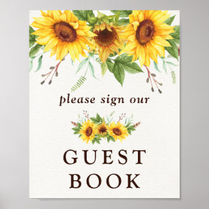 Rustic Watercolor Sunflowers Wedding Guest Book